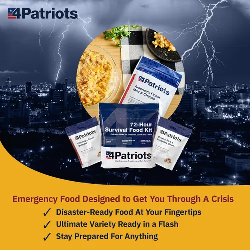 Vista 3 de 4Patriots suministro de alimentos para emergencias, kit de supervivencia para 72 horas, vida útil de 25 años, 16 porciones