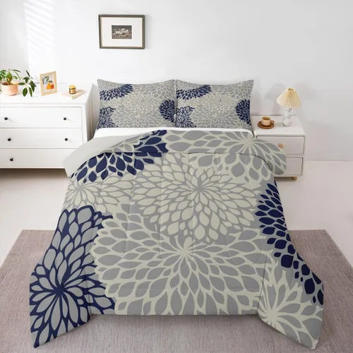 Vista 13 de Erosebridal Juego de edredón de dalia azteca para adultos, mujeres y niñas, ropa de cama floral, tamaño individual, relleno de edredón de flores