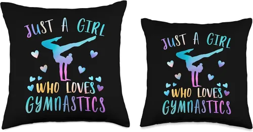 Vista 3 de Just A Girl Who Loves Gymnastics Cool Sport Lover Art - Almohada de gimnasia para mujeres y niñas, 16 x 16 pulgadas, multicolor