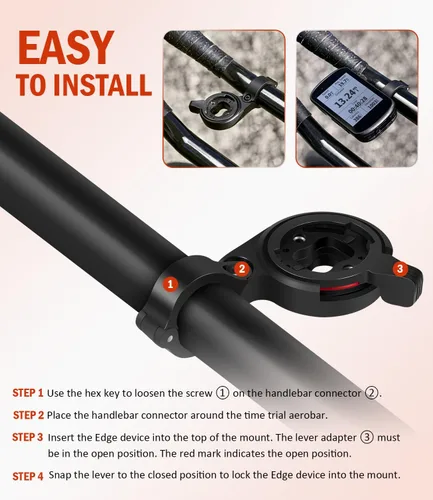 Vista 4 de Bicicleta 0.874 in TT Manillar Soporte de computadora para Garmin Edge GPS Bike Computer, contrarreloj/Tri Bar Mount Reemplazo para Garmin