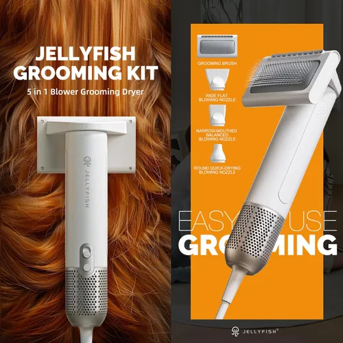 Vista 2 de Kit de aseo 2 en 1 para secador de pelo de perro y cepillo de aseo profesional para peinado de pelo de perro encrespado, 1.21 libras, mango ligero