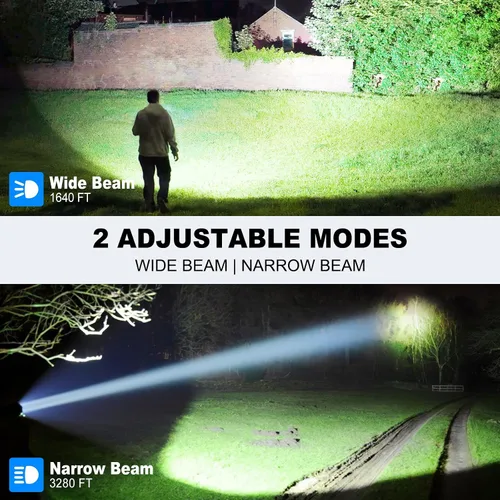 Vista 6 de Linternas Recargables de Alto Lumen, Paquete de 2 Linterna LED Súper Brillante de 99000 Lúmenes con 5 Modos e Impermeable, Carga Rápida USB Linterna