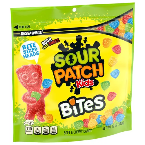 Vista 12 de SOUR PATCH KIDS Bites Soft & Chewy Candy, caramelos a granel, 12 bolsas de 12 oz