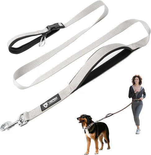 Vista 18 de TSPRO Correa táctica para perro, manos libres, resistente, ajustable, con mango acolchado y cierre de seguridad de metal para caminar, correr Azul