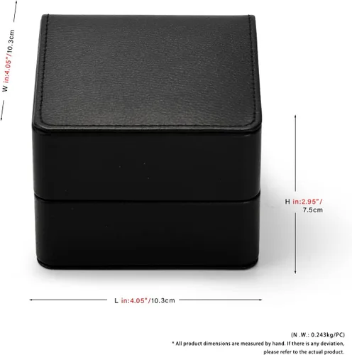 Vista 5 de Caja de regalo de reloj de cuero PU negro Premium Caja de almacenamiento de reloj individual con caja de reloj de pulsera de almohada extraíble