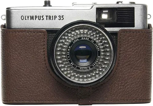 Vista 11 de Trip 35 - Funda de piel auténtica hecha a mano para cámara Olympus Trip 35 con correa de mano (negro)
