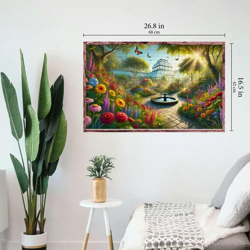 Vista 3 de Rompecabezas de jardín botánico de 1000 piezas para adultos - Rompecabezas grande desafiante con letras en la parte posterior - Colorido diseño