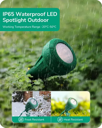 Vista 4 de EDISHINE Foco de 120 V para exteriores, 5 lentes de color extra, 5.5 W 500 lúmenes, foco LED impermeable para exteriores, iluminación de paisaje