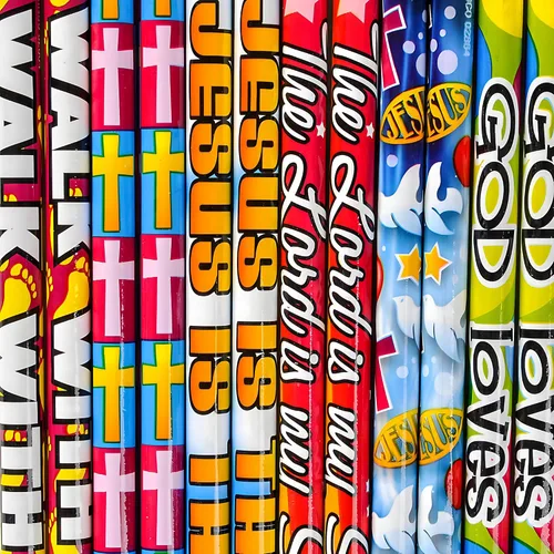Vista 5 de Rhode Island Novelty Lote de 100 lápices temáticos cristianos religiosos surtidos - 7.5