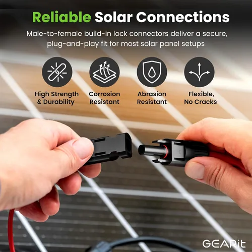Vista 4 de GEARit - Cable de extensión de panel solar MC4 a MC4 de 10 AWG de 50 pies cada uno (100 pies en total), cable fotovoltaico de cobre estañado, par
