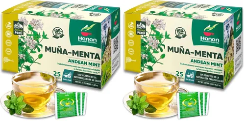 Vista 10 de Bolsas de té Hanan Muña – Té de hierbas de menta andina 100% natural de Perú, 25 bolsas de té tradicional de Muña del Perú, sin cafeína