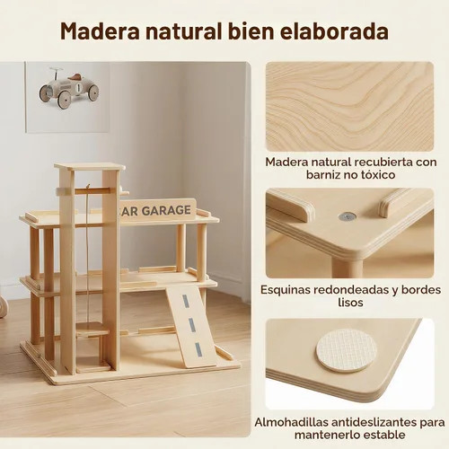 Vista 6 de Woodtoe Vitrina de madera, estante de coche de juguete fundido a presión a