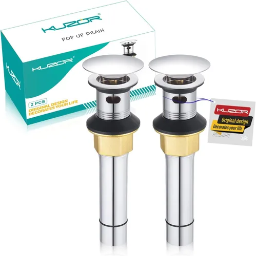 Vista 14 de Desagüe emergente para fregadero de baño con rebosadero - Se ajusta a agujeros de 1-5/8" a 2", acero inoxidable 304 para tocador/fregadero