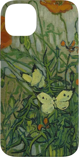 Vista 15 de Vincent Van Gogh - Carcasa para iPhone 17, diseño de mariposas y amapolas