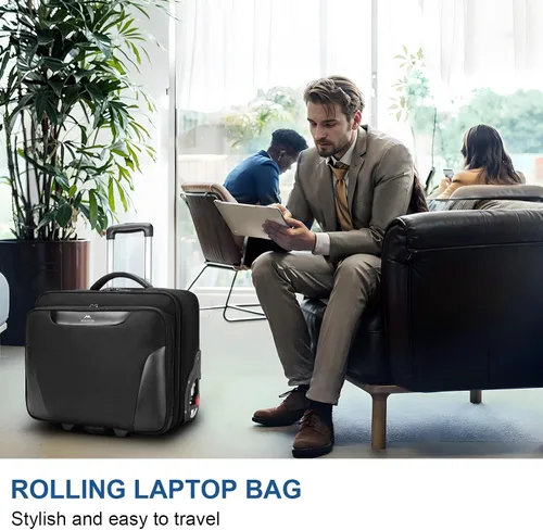 Vista 7 de MATEIN - Maletín rodante para hombres, bolsa grande con ruedas para laptop de 17.3 pulgadas, para viajes, oficina, trabajo, resistente al agua