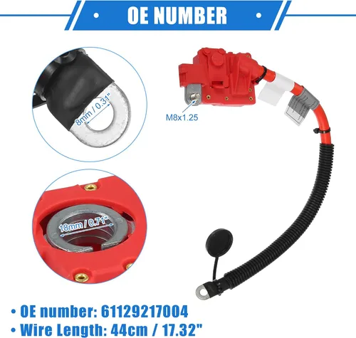 Vista 6 de No.61129217004 Cable de terminal positivo de la batería para BMW X5 E70 2007-2013, fusible rojo plástico durable soplar cable de plomo más poste