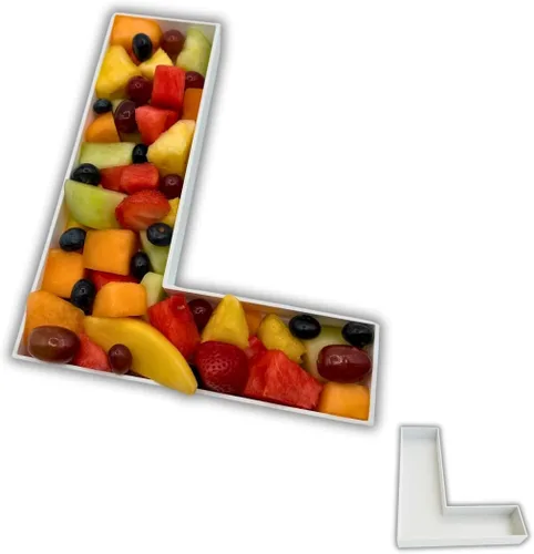 Vista 8 de Bandejas de servir de plástico duro reutilizables y rellenables con letras y números para decoración de fiesta (S, Negro)