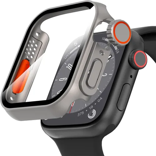 Vista 8 de Suoman para Apple Watch Protector de Pantalla de Vidrio Templado de 40 mm, [Aspecto Ultra] Funda Protectora Dura de PC para Todo el Contorno