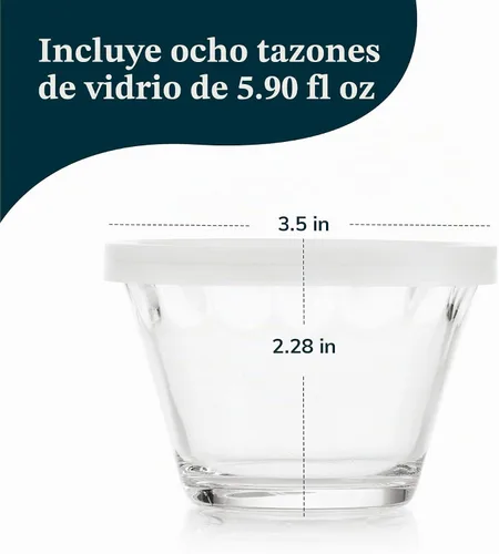 Vista 3 de Libbey Baker's Basics Juego de 8 Piezas de Platos de Vidrio para Hornear Cupcake Party con Tapas, Cuencos Redondos Pequeños de Vidrio, Cuencos