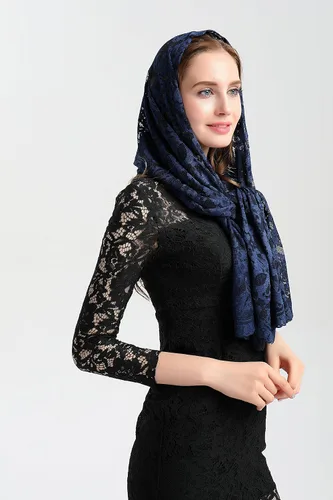 Vista 7 de Leimandy Velo rectangular para mujer, velo de capilla larga, velo de mantilla, velo de iglesia católica, velo ortodoxo V25