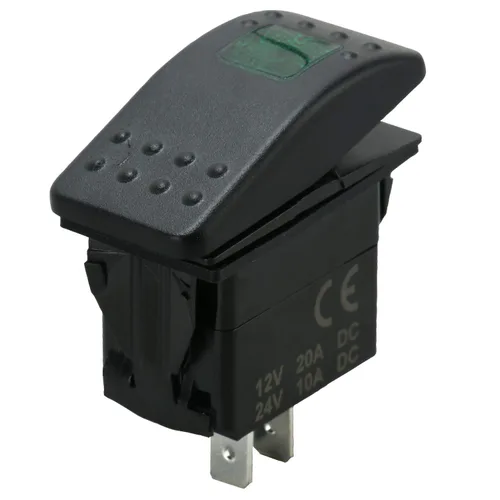 Vista 4 de Amarine Made 12v 20 Amp Impermeable LED On/Off Boat Marine SPST 3P Interruptor basculante con luz (verde)