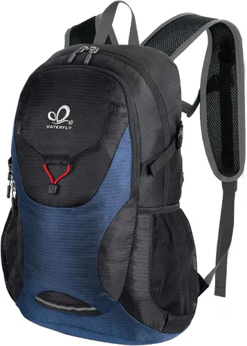 Vista 9 de WATERFLY Mochila de senderismo ligera y plegable, paquete de día 30L azul