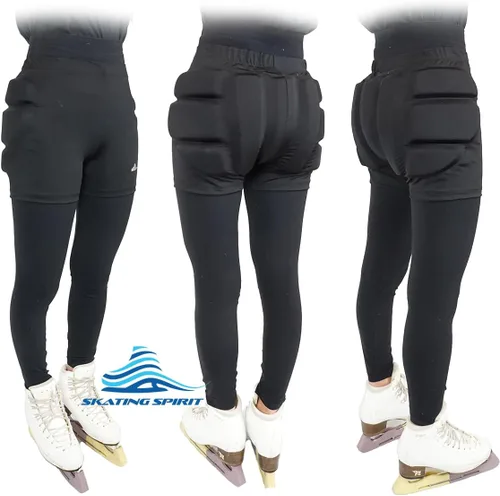 Vista 3 de Skating Spirit Pantalones cortos acolchados protectores para el coxis de la cadera y los glúteos para hielo patinaje sobre ruedas, patinaje sobre