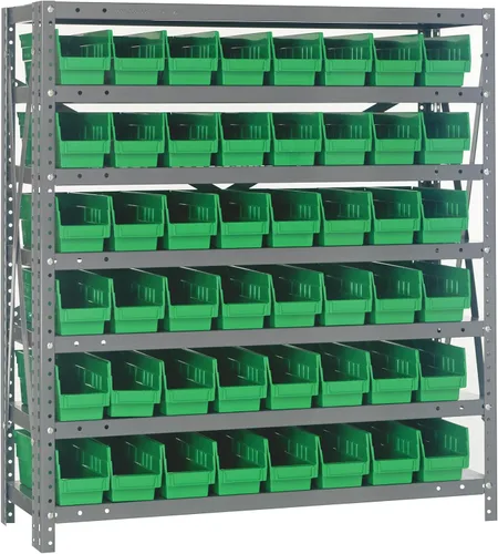 Vista 41 de Quantum QSBU-245BK Heavy Duty Shelving Unit with (7) Shelves and (24) QUS245 Black Bins for Garage Warehouse Storage Distribution 400 lb Load