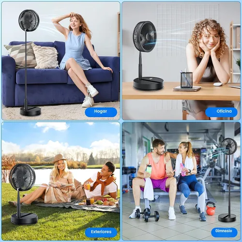 Vista 9 de LIPETY Ventilador Oscilante Recargable Portátil Plegable - 9" Batería de 7200mAh Operado por USB C Ventilador Pequeño con Control Remoto, Ventilador