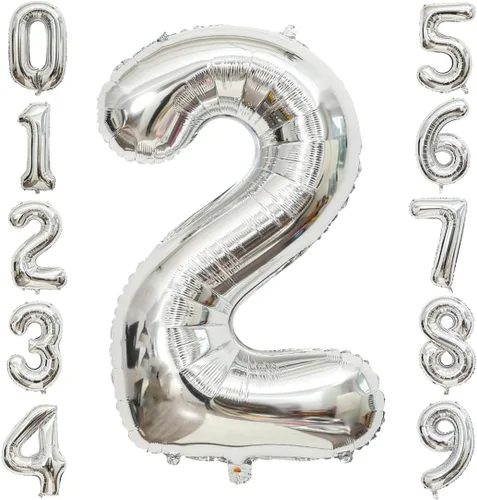 Vista 25 de Globos de 0 números plateados 0 globos de número 40 pulgadas número 0 globos de aluminio Mylar