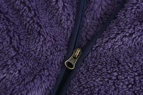 Vista 5 de Chaqueta sherpa de forro polar suave con capucha y cremallera completa para niña Violeta oscuro