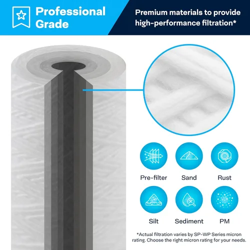 Vista 5 de SpiroPure Filtro de agua de 10x4.5 5 micrones SWC-45-1005 WP5BB97P CW5-BBS, paquete de 8
