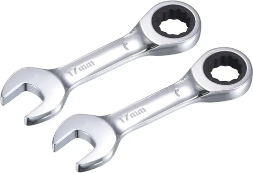Vista 7 de uxcell Llave combinada de trinquete rechoncha de 0.236 in métrica 72 dientes 12 puntos herramientas terminadas en caja, CR-V 2 piezas