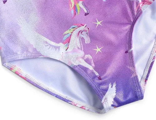 Vista 131 de HOZIY - Leotardos de manga larga para niñas, de gimnasia, para niños pequeños, trajes florales de unicornio, galaxia, arco iris, patrón de rayas