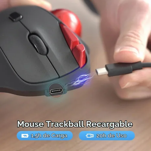 Vista 7 de Ratón inalámbrico SANWA 2.4G Trackball, clic silencioso, ratones de rodillo