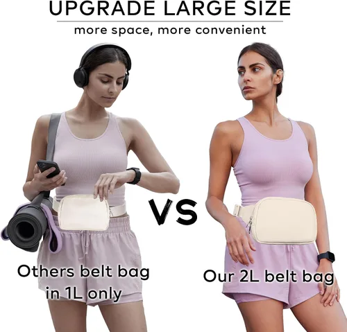 Vista 2 de Everywhere - Riñonera grande de 2 litros, impermeable para todas partes, para mujeres y hombres con correa ajustable, Blanco, Moda