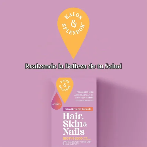 Vista 5 de 21st Century Tabletas para cabello, piel y uñas, extra fuerte con biotina, 90