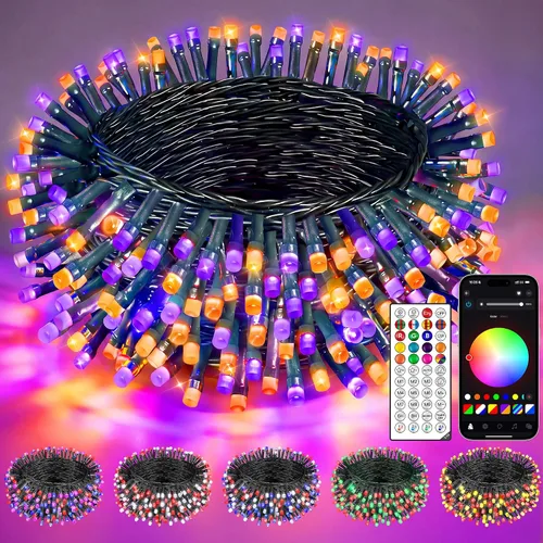 Vista 10 de Guhope - Luces de Navidad inteligentes que cambian de color, 400 focos LED RGB de 132 pies, luces de cadena de Navidad con aplicación y control