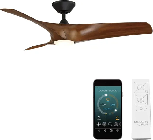 Vista 22 de Zephyr - Ventilador de techo inteligente de 3 aspas para interior y exterior, 52 pulgadas, madera grafito desgastada con kit de luz LED ajustable