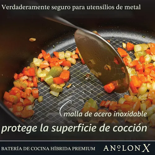 Vista 5 de [Usado] Anolon X SearTech - Saucier antiadherente de aluminio con tapa, 2.5 cuartos de galón, gris súper oscuro