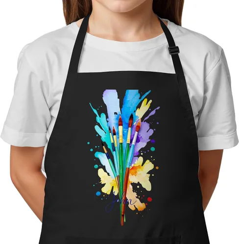 Vista 9 de Delantal con nombre personalizado para pintar y manualidades, delantal personalizado, regalo de calcetín de Navidad para niños y niñas Blanco