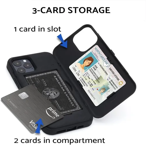 Vista 3 de TORU CX PRO - Funda tipo cartera para iPhone 12 Pro/iPhone 12 Funda protectora a prueba de golpes resistente con tarjetero oculto y ranura
