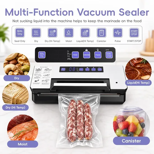 Vista 8 de Vacuum Sealer Machine, 9-in-1 Automatic Food Sealer with Built-in Cutter