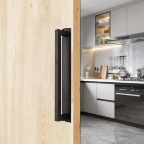 Vista 4 de Manija de puerta estilo granero, tirador de manija de puerta corredera resistente de 12 pulgadas, moderno mango de base larga para puerta