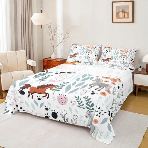 Vista 14 de Erosebridal Juego de sábanas de animales de la selva para niñas y niños, juego de sábanas de safari salvaje con diseño de elefante, oso, tigre