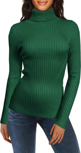Vista 3 de v28 - Suéteres acanalados con cuello alto falso para mujer, diseño cálido de punto sexy, entallado y moderno sin botones