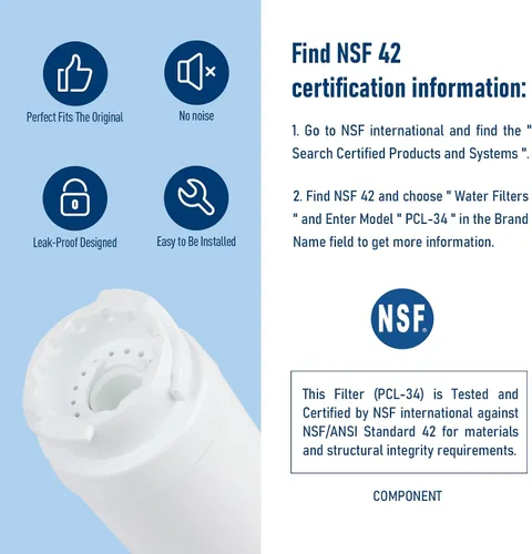 Vista 6 de Filtro de agua KWF1000, certificado NSF 42 y 372, repuesto para Miele 11513640 KWF1000 Filtro de agua transparente intensivo para electrodomésticos