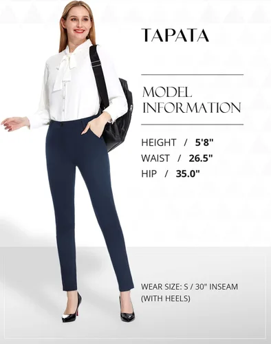 Vista 5 de Tapata Women's Skinny Dress Pants 26"28"30" Work Pants with Pockets Stretch Slack for Business Casual Petite Short