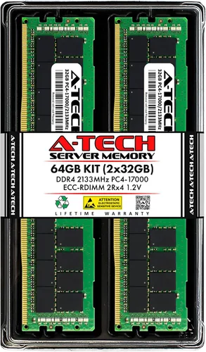 Vista 49 de A-Tech 4GB DDR4 2133MHz PC4-17000 ECC RDIMM 1Rx8 Single Rank 1.2V ECC Registered DIMM de 288 pines Módulo de actualización de memoria RAM