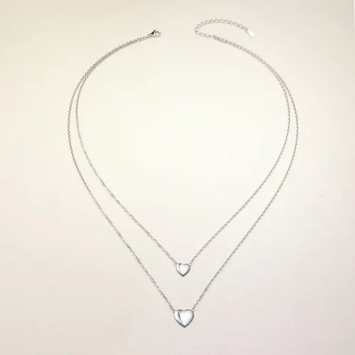 Vista 4 de Collar de plata de ley con colgante de corazón y cruz hecho a mano para mujeres y niñas